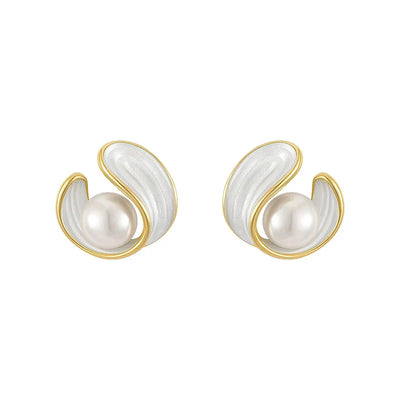 Aretes de Lujo con Ópalo Blanco y Perla en Oro