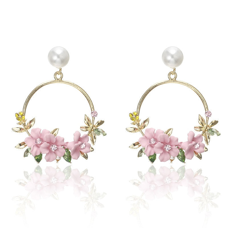 Pendientes de Flores y Perlas en Oro
