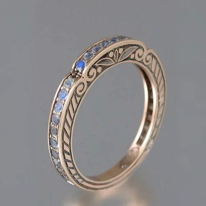 Anillo Fino Éxotico Azul Plata