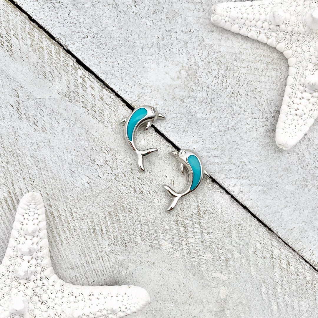 Aretes Delfín en Ópalo y Plata