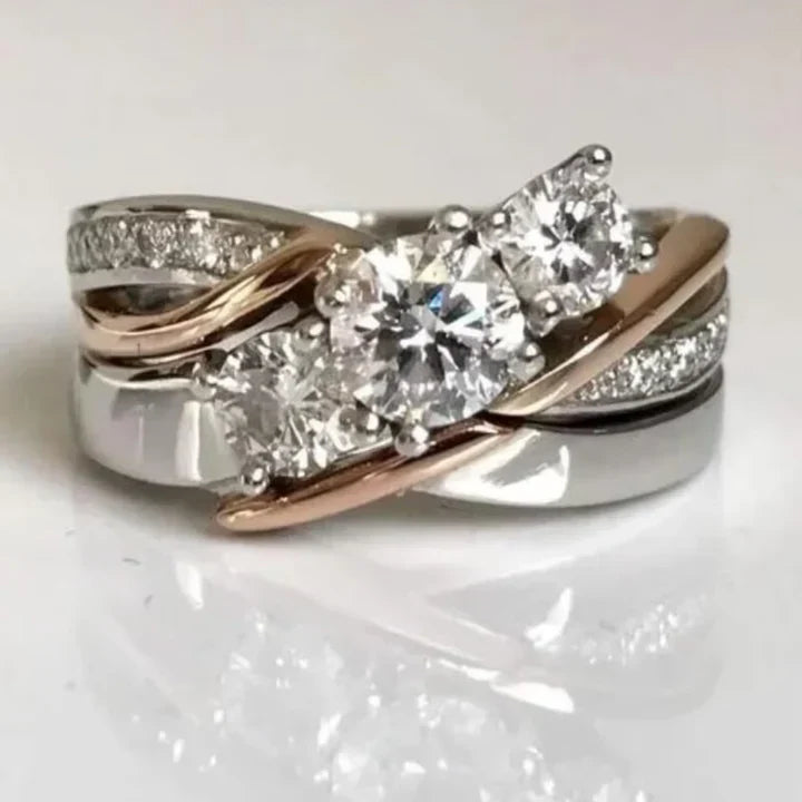 Anillo Brillo en Oro y Plata Vintage