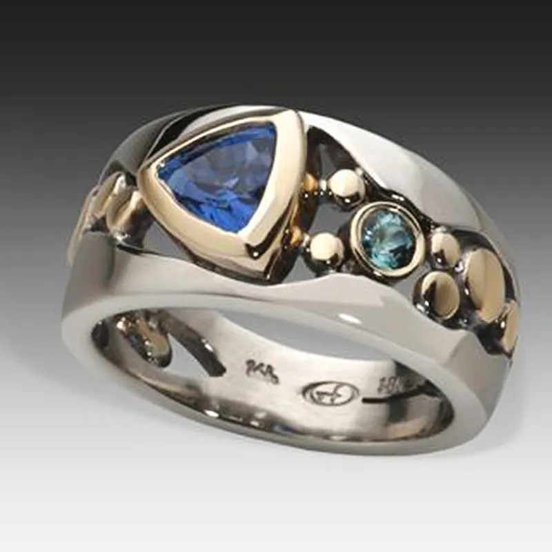 Anillo Vintage Cristal Azul