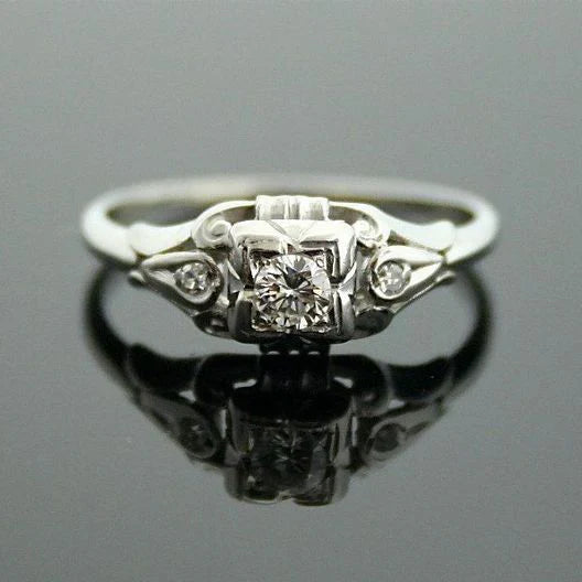 Anillo Vintage Cristal Plateado