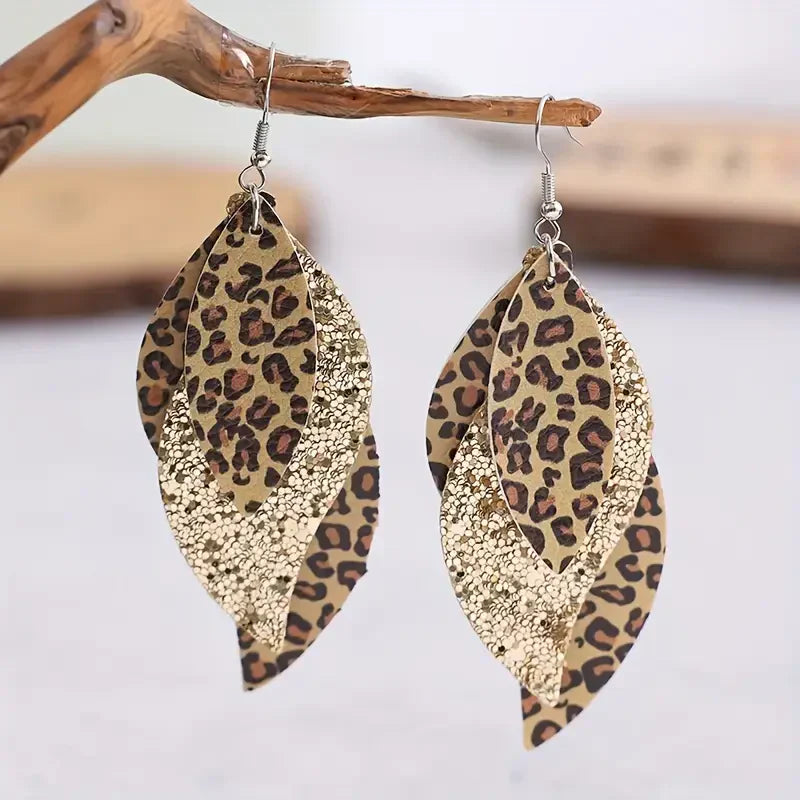 Aretes Hoja Leopardo Vintage